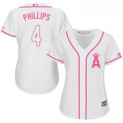 Womens Majestic Los Angeles Angels of Anaheim 4 Brandon Phillips Replica White Fashion Cool Base MLB Jersey