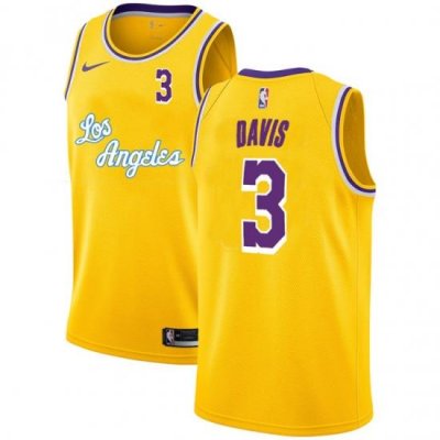 Lakers 3 Anthony Davis Yellow 2020 2021 New City Edition Nike Swingman Jersey