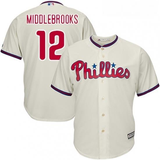 Youth Majestic Philadelphia Phillies 12 Will Middlebrooks Replica Cream Alternate Cool Base MLB Jersey