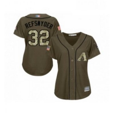 Womens Arizona Diamondbacks 32 Rob Refsnyder Authentic Green Salute to Service Baseball Jersey