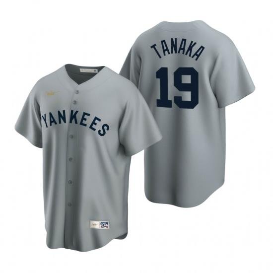 Mens Nike NeW York Yankees 19 Masahiro Tanaka Gray CooperstoWn Collection Road Stitched Baseball Jerse