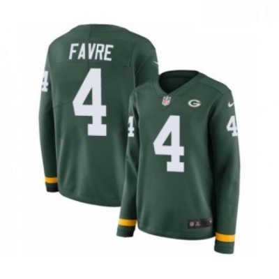 Womens Nike Green Bay Packers 4 Brett Favre Limited Green Therma Long Sleeve NFL Jersey