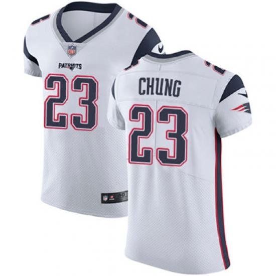 Men Nike Patriots #23 Patrick Chung White Stitched NFL Vapor Untouchable Elite Jersey