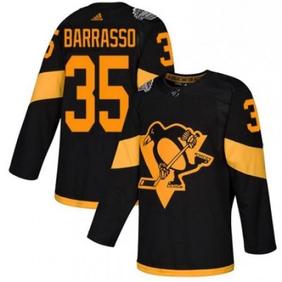 Mens Adidas Pittsburgh Penguins 35 Tom Barrasso Black Authentic 2019 Stadium Series Stitched NHL Jersey