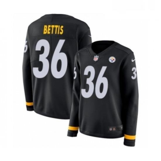 Womens Nike Pittsburgh Steelers 36 Jerome Bettis Limited Black Therma Long Sleeve NFL Jersey