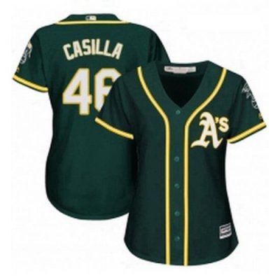 Womens Majestic Oakland Athletics 46 Santiago Casilla Authentic Green Alternate 1 Cool Base MLB Jersey