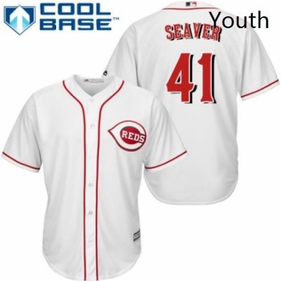 Youth Majestic Cincinnati Reds 41 Tom Seaver Replica White Home Cool Base MLB Jersey