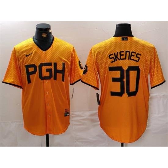 Men Pittsburgh Pirates 30 Paul Skenes Gold City Connect Stitched Jersey