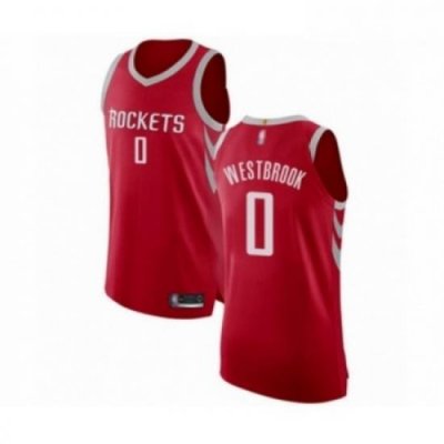 Mens Houston Rockets 0 Russell Westbrook Authentic Red Basketball Jersey Icon Edition