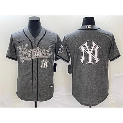 Men NeW York Yankees Gray Team Big Logo Cool Base Stitched Baseball Jersey