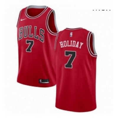 Mens Nike Chicago Bulls 7 Justin Holiday Swingman Red Road NBA Jersey Icon Edition