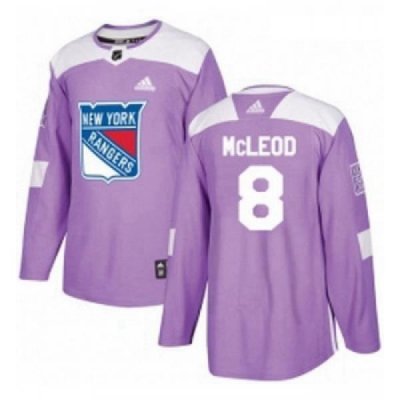 Youth Adidas New York Rangers 8 Cody McLeod Authentic Purple Fights Cancer Practice NHL Jersey