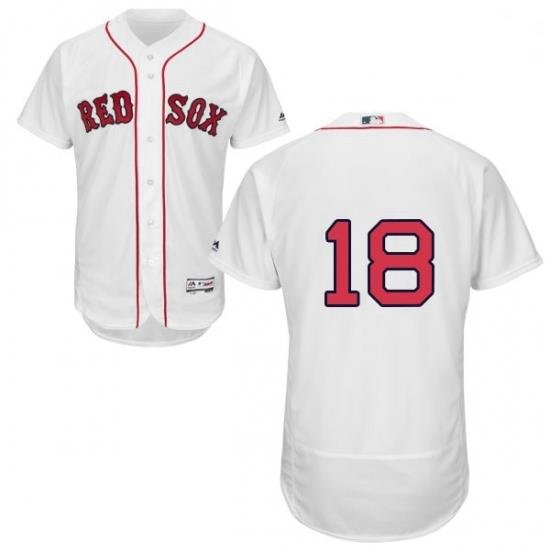 Mens Majestic Boston Red Sox 18 Mitch Moreland White Flexbase Authentic Collection MLB Jersey