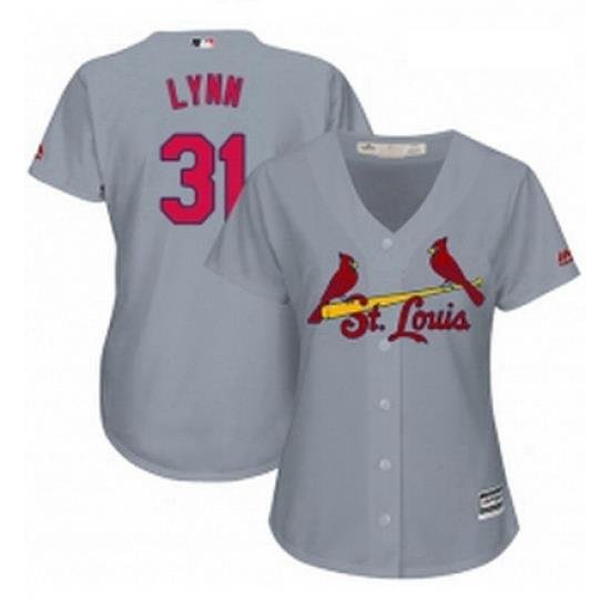 Womens Majestic St Louis Cardinals 31 Lance Lynn Replica Grey Road Cool Base MLB Jersey