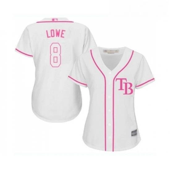 Womens Tampa Bay Rays 8 Brandon Lowe Replica White Fashion Cool Base Baseball Jersey