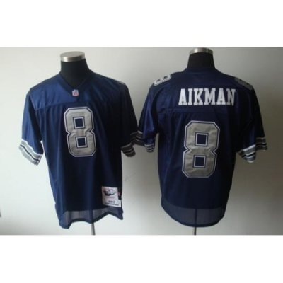 Dallas CoWboys 8 Troy Aikman Blue Jersey throWback