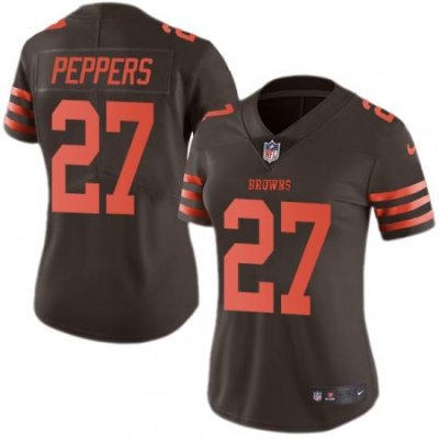 Nike Browns #27 Jabrill Peppers Brown Womens Stitched NFL Limited Rush Jersey