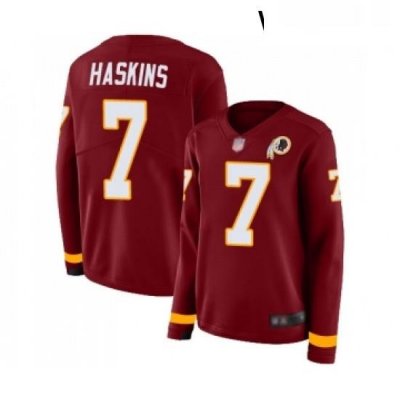 Womens Washington Redskins 7 Dwayne Haskins Limited Burgundy Therma Long Sleeve Football Jersey