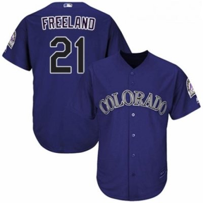 Youth Majestic Colorado Rockies 21 Kyle Freeland Replica Purple Alternate 1 Cool Base MLB Jersey