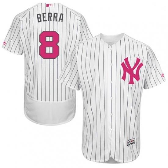 Mens Majestic NeW York Yankees 8 Yogi Berra Authentic White 2016 Mothers Day Fashion Flex Base MLB Jersey