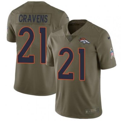 Nike Broncos #21 Su a Cravens Olive Mens Stitched NFL Limited 2017 Salute To Service Jersey