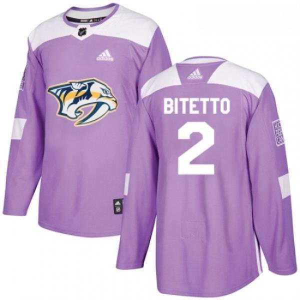 Youth Adidas Nashville Predators 2 Anthony Bitetto Authentic Purple Fights Cancer Practice NHL Jersey