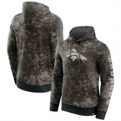 Men Denver Broncos Black Gray Blackout Tonal Pullover Hoodie