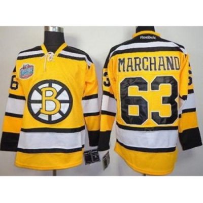 Boston Bruins 63 Brad Marchand Yellow NHL Jerseys