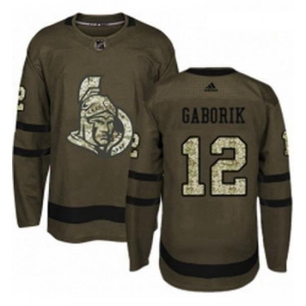 Youth Adidas Ottawa Senators 12 Marian Gaborik Authentic Green Salute to Service NHL Jersey