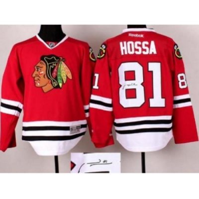 Chicago Blackhawks 81 Marian Hossa Red Signed Jerseys