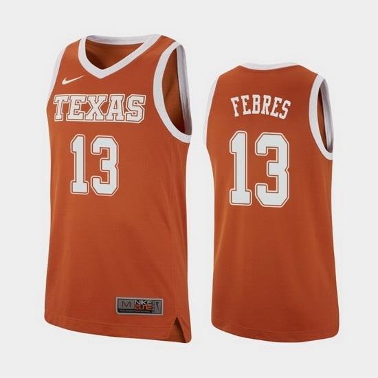 Texas Longhorns Jase Febres Texas Orange Replica Men'S Jersey