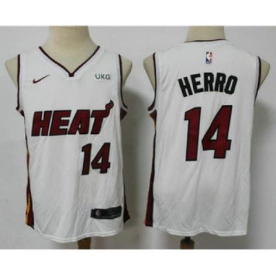 Men Miami Heat 14 Tyler Herro White 2021 Nike Swingman Stitched NBA Jersey With The NEW Sponsor Logo