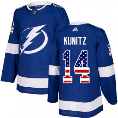 Youth Adidas Tampa Bay Lightning 14 Chris Kunitz Authentic Blue USA Flag Fashion NHL Jersey