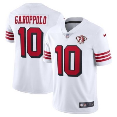 Nike San Francisco 49ers 10 Jimmy Garoppolo White Rush Men 75th Anniversary Stitched NFL Vapor Untouchable Limited Jersey