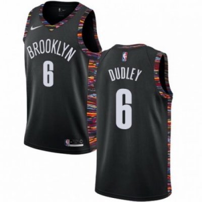 Mens Nike Brooklyn Nets 6 Jared Dudley Swingman Black NBA Jersey 2018 19 City Edition