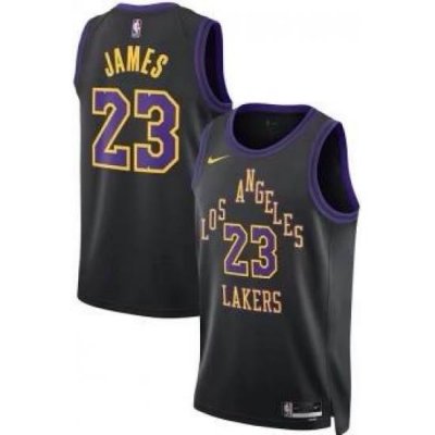 Men Los Angeles Lakers 23 Lebron James Black 2023 24 City Edition Stitched Basketball Jersey