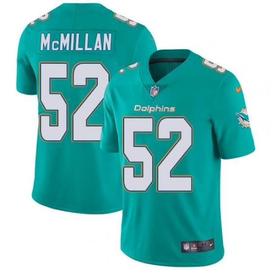 Nike Dolphins #52 Raekwon McMillan Aqua Green Team Color Mens Stitched NFL Vapor Untouchable Limited Jersey