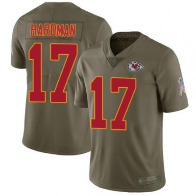 Chiefs 17 Mecole Hardman Olive Men Stitched Football Limited 2017 Salute to Service Jersey