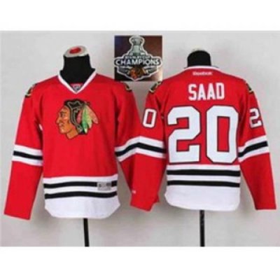 youth nhl jerseys chicago blackhawks #20 saad red[2015 Stanley cup champions]