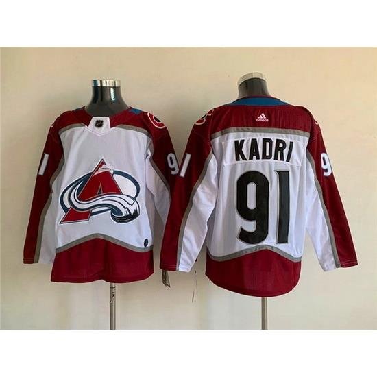 Men Colorado Avalanche 91 Nazem Kadri White Stitched Jersey