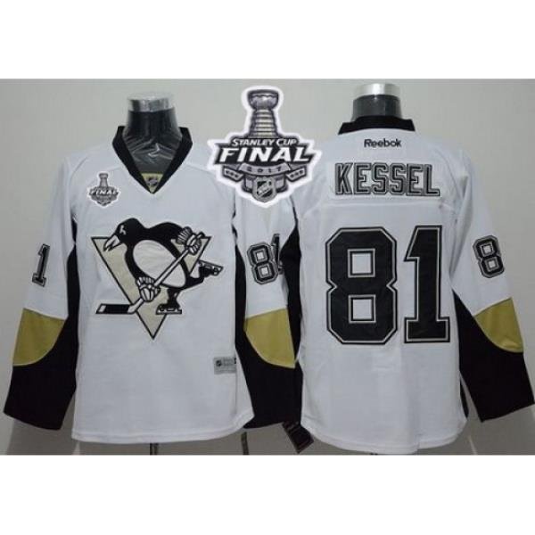 Penguins #81 Phil Kessel White Away 2017 Stanley Cup Final Patch Stitched NHL Jersey