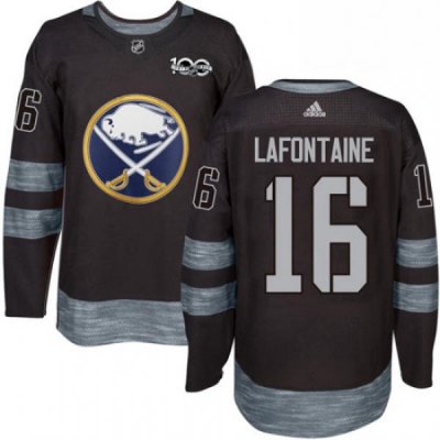 Mens Adidas Buffalo Sabres 16 Pat Lafontaine Authentic Black 1917 2017 100th Anniversary NHL Jersey