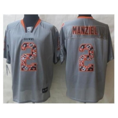 Nike Cleveland BroWns 2 Johnny Manziel Grey Elite Lights Out Fashion NFL Jersey