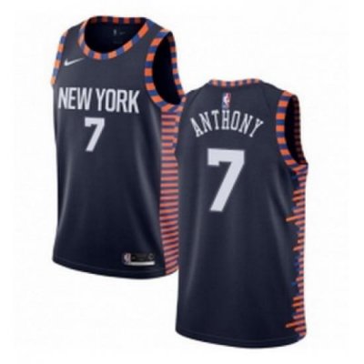 Youth Nike New York Knicks 7 Carmelo Anthony Swingman Navy Blue NBA Jersey 2018 19 City Edition