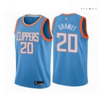 Mens Los Angeles Clippers 20 Landry Shamet Authentic Blue Basketball Jersey City Edition