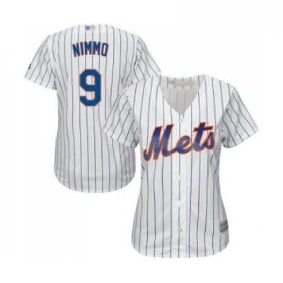 Womens New York Mets 9 Brandon Nimmo Authentic White Home Cool Base Baseball Jersey