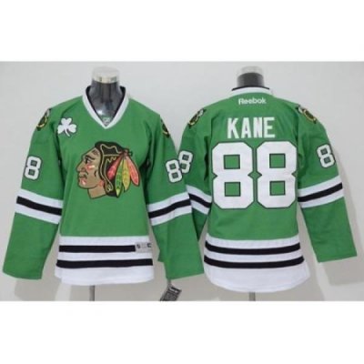 Youth Chicago Blackhawks #88 Patrick Kane Stitched Green NHL Jersey