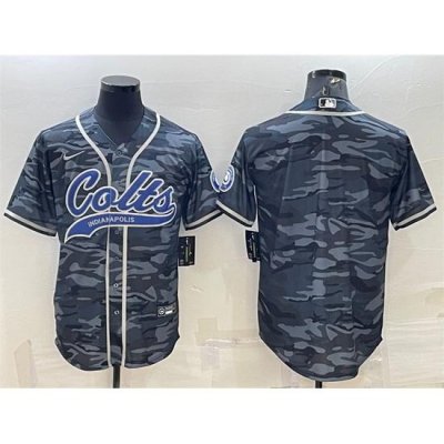 Men Indianapolis Colts Blank Grey Camo With Patch Cool Base Stitched Baseball Jersey