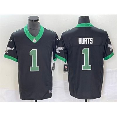 Men Philadelphia Eagles 1 Jalen Hurts Black 2023 F U S E  Vapor Untouchable Stitched Football Jersey