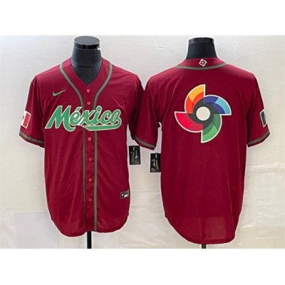 Men Mexico Baseball Red 2023 World Baseball Classic Team Big Logo Stitched Jersey